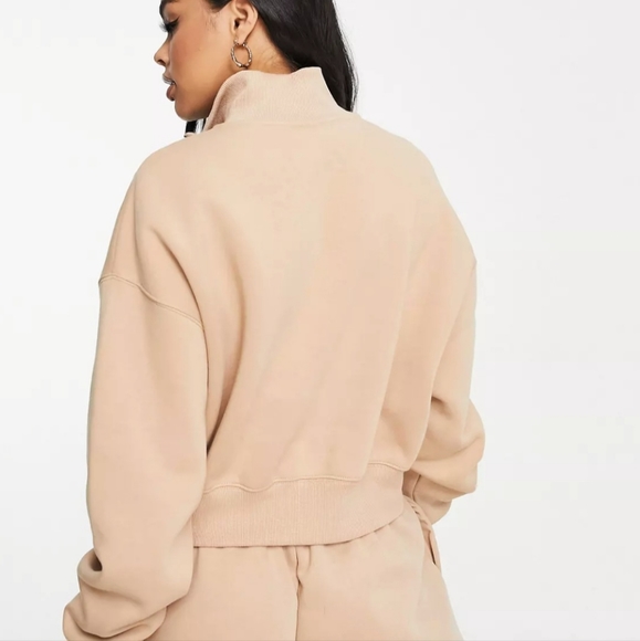 NWOT Nike Phoenix Fleece cropped quarter zip sweatshirt in brown - Picture 2 of 5